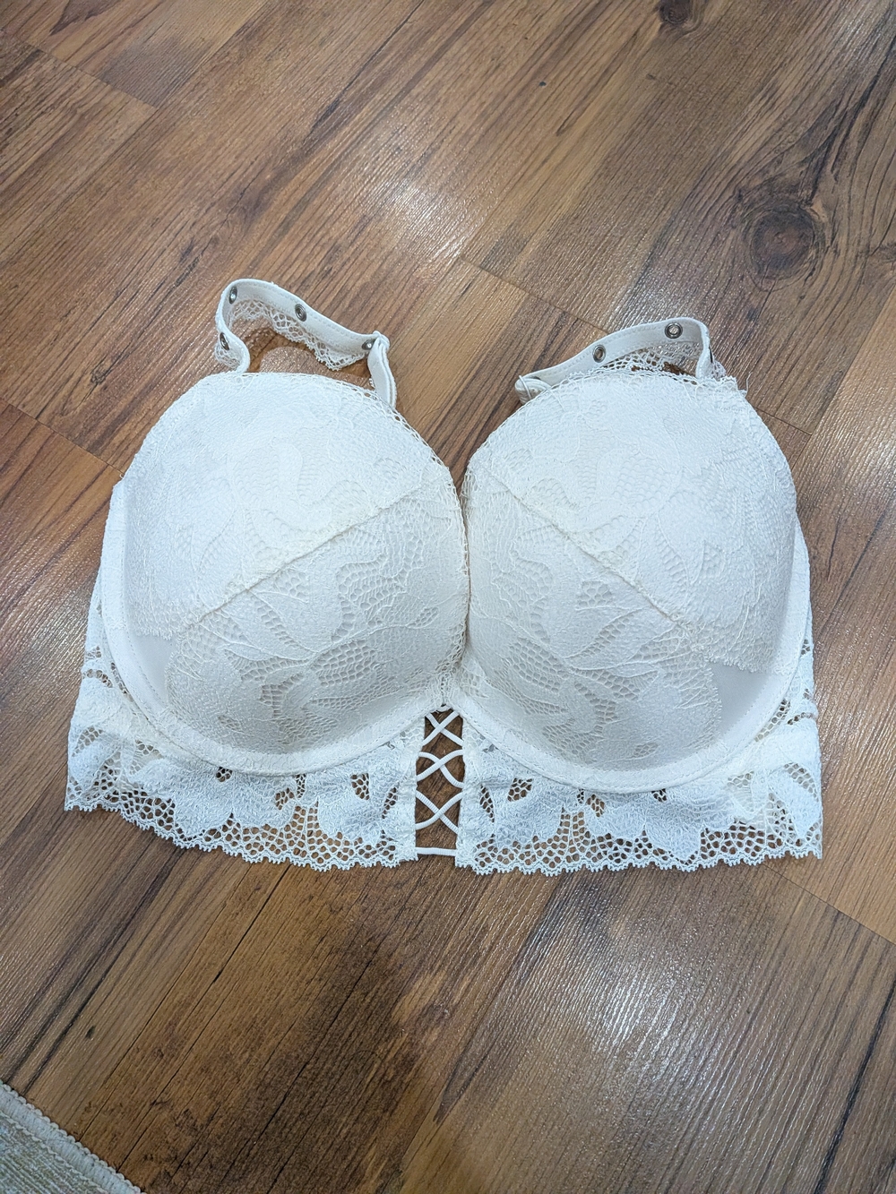 BNWT La Senza Lace Longline Classic Plunge Push-Up Bra — White